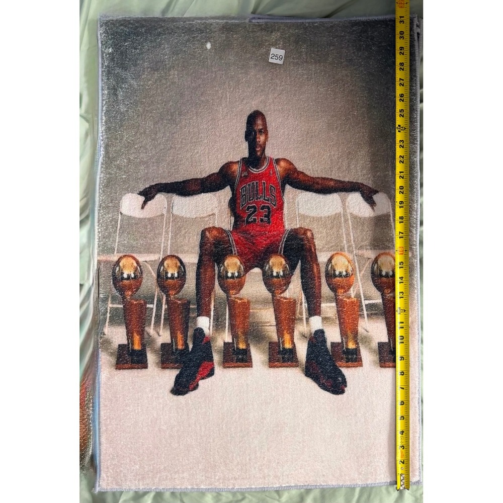 Michael Jordan Chicago Bulls 6 Rings Trophy Area Rug 22x31 NBA Decor - Picture 2 of 2